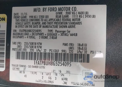 2016 Ford Mustang Ecoboost Premium z USA, uszkodzony, nr VIN 1FATP8UH8G5254095